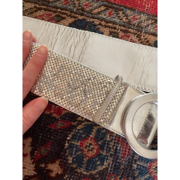 Vintage 1980s Whiting and Davis Silver Mesh Belt and Bag - Picture 4 of 8